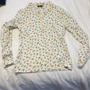 Ralph Lauren Floral Linen-Cotton Jersey Henley Size 2
